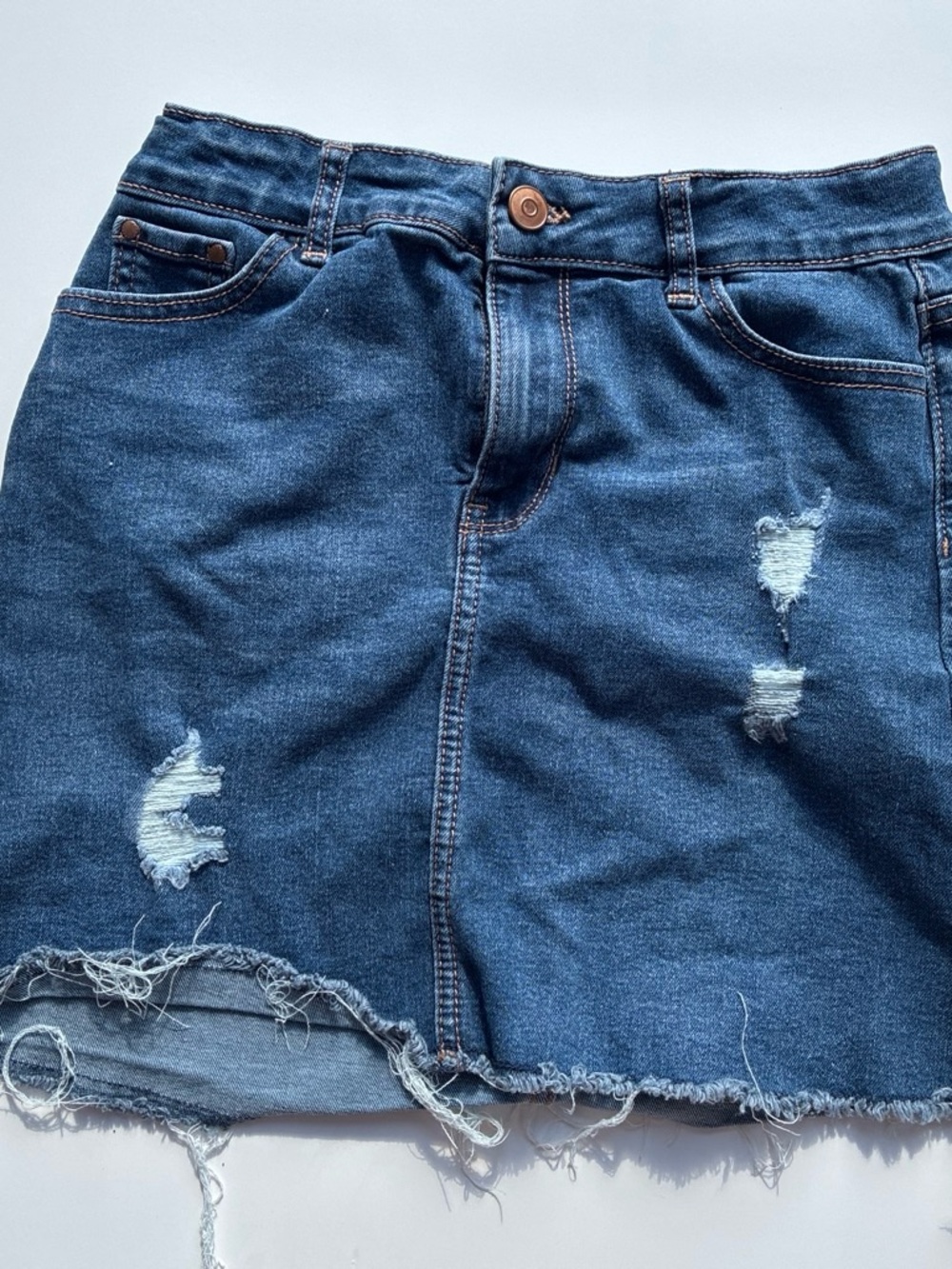 wonder nation blue distressed denim mini skirt